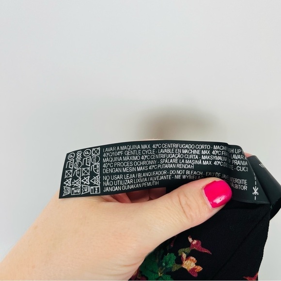 Zara Black Sheer Floral Blouse With Tie Detail - Picture 6 of 6